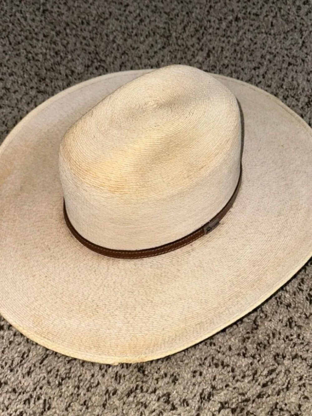 Atwood Wide Brim Straw Western Hat with Brown Band Size 7 1/2